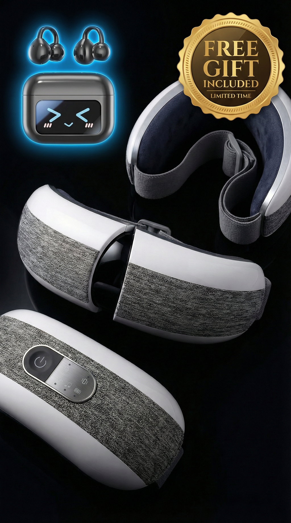 Qyavro™ Eye Massager + FREE Wireless Earbuds Bundle